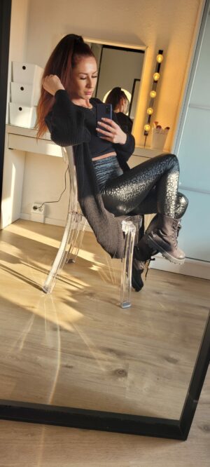 Leggings Kunstleder Panther Schwarz – Bild 2