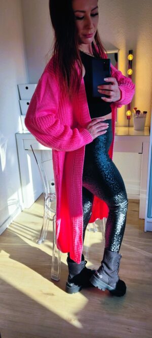 Lange Strickjacke Rosa - obrazek 2