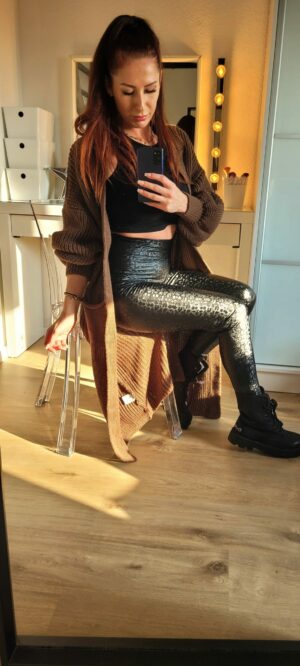 Lange Strickjacke Braun – Bild 2