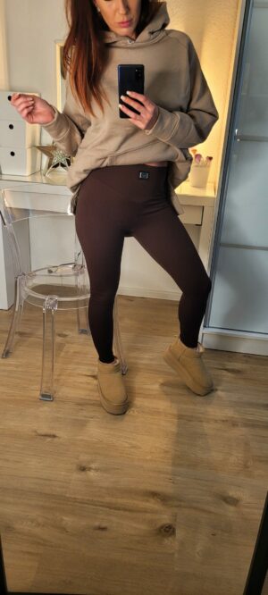 Gerippte Leggings Braun