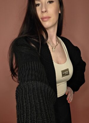 Lange Strickjacke Schwarz – Bild 4