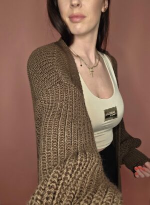 Lange Strickjacke Braun – Bild 3