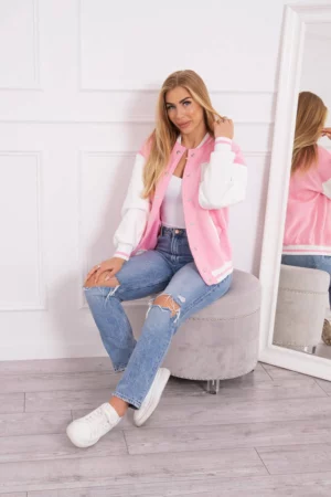 Collegejacke Weiß-Rosa – Bild 2