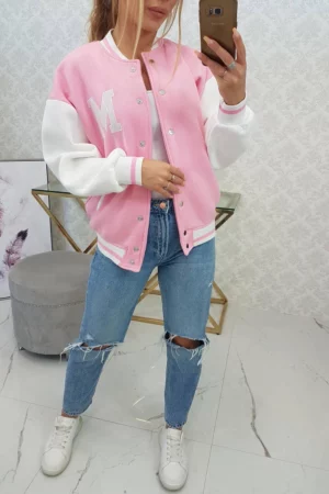 Collegejacke Weiß-Rosa – Bild 3