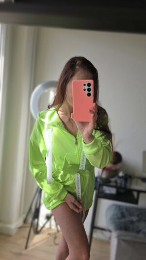 Velour-Trainingsanzug La Perla Neon Grün - obrazek 3