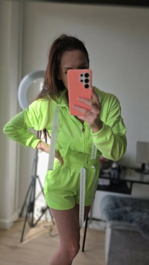 Velour-Trainingsanzug La Perla Neon Grün - obrazek 2