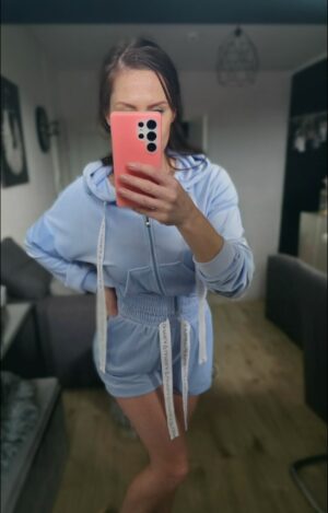 Velour-Trainingsanzug La Perla Blau - obrazek 2
