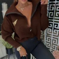 Pullover mit Reißverschluss Lola Bianka braun