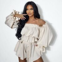 2-tlg. Set Oberteil+ Hosenrock Besquar hellbeige