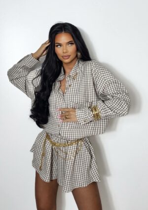 Kariertes Set Hemd+Shorts Besquar